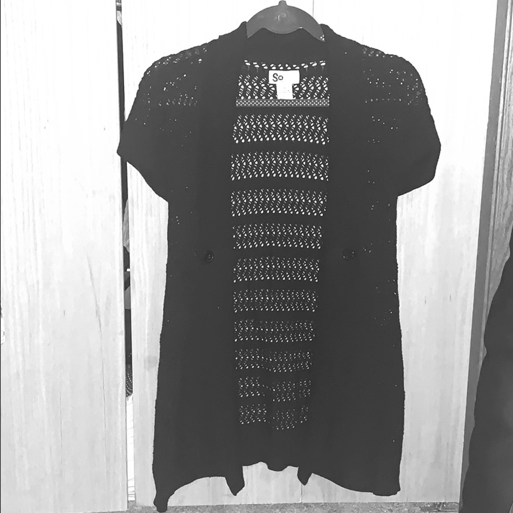 Black Short-sleeved Cardigan by SO, Size: SMALL